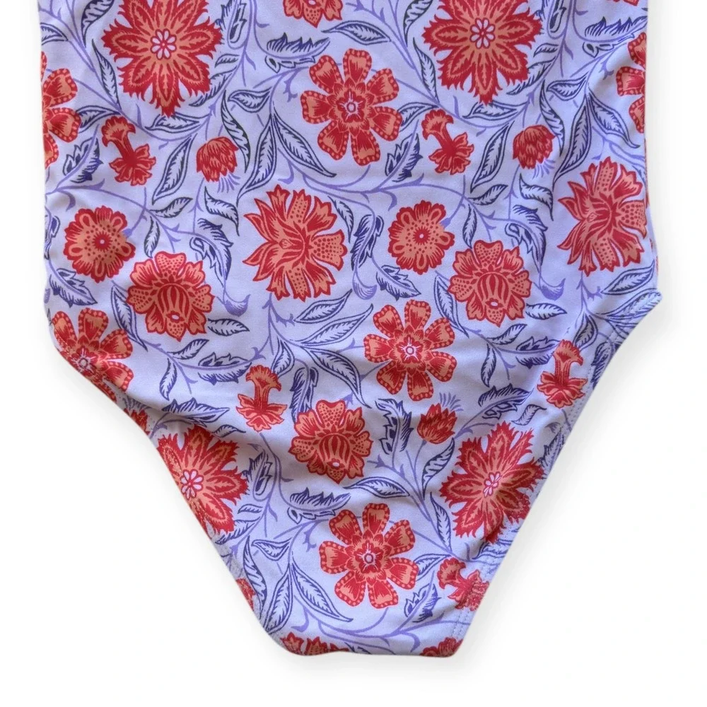 Janie and Jack Kids Girls Size 8 Floral Print One Piece Swimsuit Puff Sleeve Bow